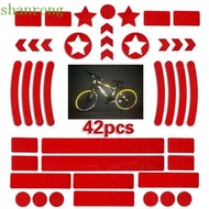SHANRONG 42Pcs/Set Night Safety Stickers, Waterproof Protective Reflective Bicycle Stickers, High Visibility Warning Diamond Lattice High-Intensity Honeycomb Grid Sticker Outdoor