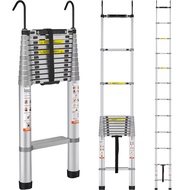 VEVOR Telescoping Ladder, 15/18.5FT Aluminum One-button Retraction Collapsible Extension Ladder, w/ 