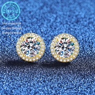 0.6CT genuine GRA moissanite earrings, fashionable gold round package S925 silver earrings, women's 