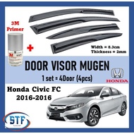 Honda Civic FC 2016-2021 Door Visor Air Press Window Mugen Style Acrylic Wind Deflector For Honda Civic FC 2016-2021 (4PCS/SET)