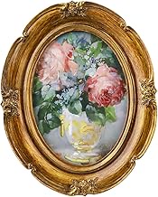 5×7 Vintage Picture Frame, Gold Oval Frame with Wall & Tabletop Display & Dust-Proof Glass, Doubles 