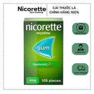 Viên nhai cai thuốᴄ_lá Nicorette Gum 4mg-105 viên vị bạc hà-Nicorette Gum Nicotine 105 Piece 4 mg (S