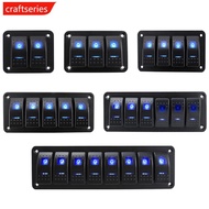 CRAFTSERIES Marine 2/3/4/5/6/ 8 Group Rocker Switch Panel 5-pin for 12V/24V Cars ATV Trailers With B