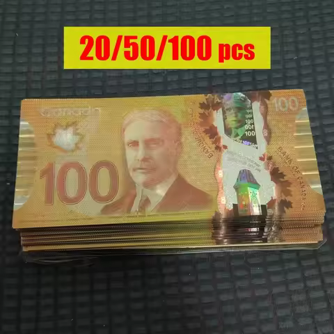 20/50/100pcs 100 Dollars Canadian Dollars Gold Banknotes Replica Notes Canada Ticket in 24k Gold Pla