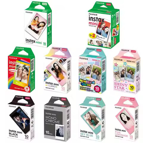 New 10-20 Sheets Fujifilm Instax Mini Film Instant Black Frame Macaron Rainbow Photo paper for Mini 