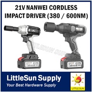 21V NANWEI CORDLESS BATTERY IMPACT WRENCH - 380NM OR 600NM