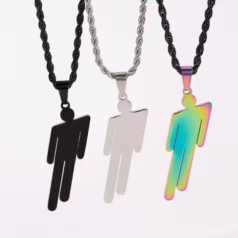 Billie Eilish Trendy Fashion Necklace Mini Personaje Jewelry Accessory Cross-Border Hip Hop Style fr