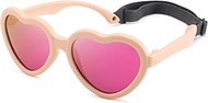 Heart Shaped kids Polarized Sunglasses - Flexible Unbreakable Shades with Strap for Toddler Girls Ag