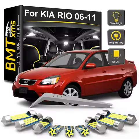 BMTxms 8Pcs Canbus For KIA Rio 2 MK2 JB 2006 2007 2008 2009 2010 2011 Car Indoor Reading Dome Trunk 