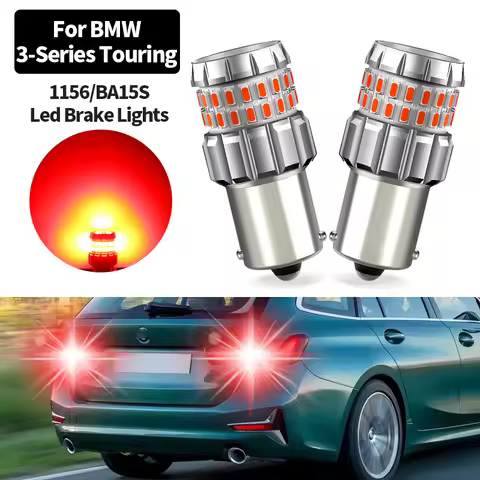 2pcs 12V 1156 BA15S P21W Canbus No Error Red Light LED Brake Stop Tail Lights Blubs For BMW 3-Series