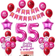 Balloon 55th Birthday Rose Red Women Decoration 55th Birthday Balloon, Birthday Decoration 55 Years 