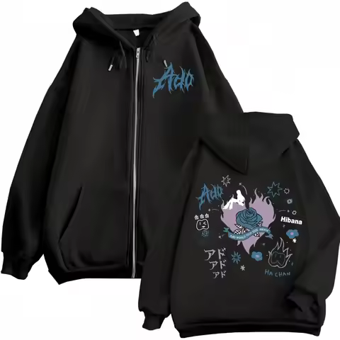 Singer Ado Hibana World Tour 2025 Zipper Hoodies Harajuku Japanese Style Zip Up Sweatshirts Men Wome