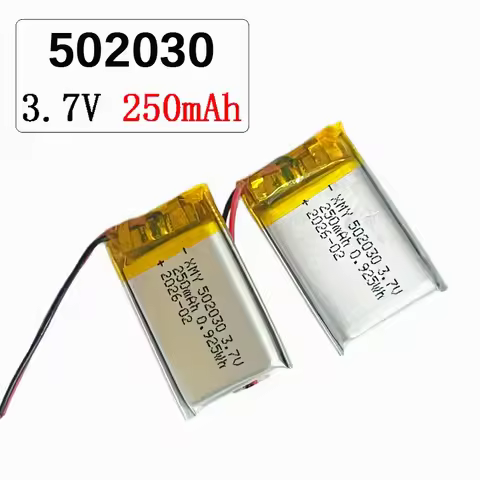 3.7V 502030 250mAh Polymer Lithium Rechargeable Battery for Toys LED Lights Bluetooth Speakers Beaut