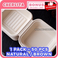 GERUSANBUPLAS Bagasse Sugarcane Bento Cake Box Burger Box 6x6"