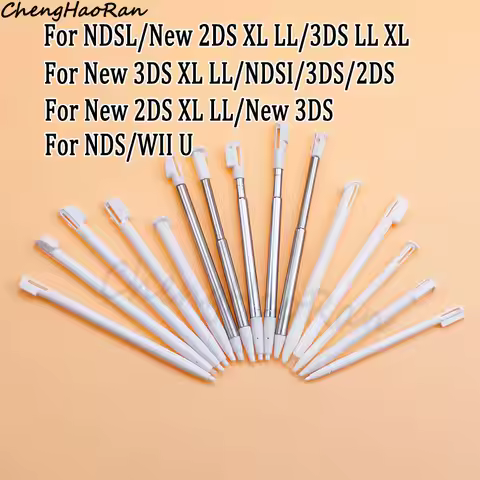 3 Pcs White Metal Retractable Pen & Plastic Pen For New 3DS XL LL/New 2DS LL XL /NDSL NDS Lite NDSi 