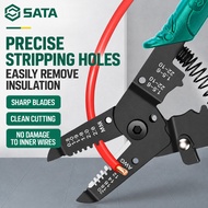 SATA Wire Stripper Cutter 6/7" 20-30AWG 10-20AWG High Carbon Steel Electrician Tool