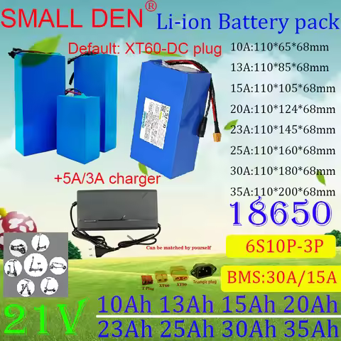 21V 10Ah/13Ah/15Ah/20Ah/23Ah/25Ah/30Ah/35Ah 6S3P-10P 18650 lithium battery pack with built-in BMS el