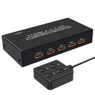 4K 60Hz -Compatible USB KVM Switcher 4 in 1 Out for 4 PC Share Monitor Mouse Keyboard 4-Port USB HDC