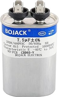 BOJACK 7.5 uF ±6% 7.5 MFD 370V/440V CBB65 Oval Run Start Capacitor for AC Motor Run or Fan Start and