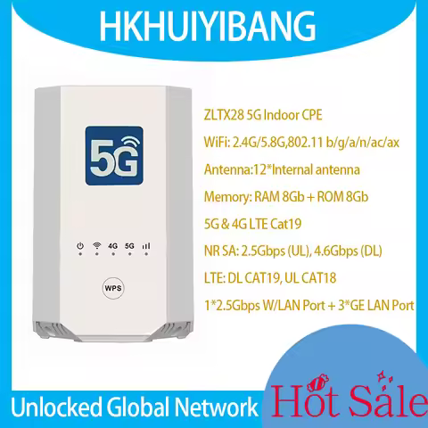 Unlocked ZLT X28 5G Wireless Router WiFi 6 AX1800 4.6Gbps 4*GE Ethernet Port 4G LTE CAT19 5G Indoor 