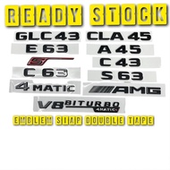 emblem cla45 a45 c43 s63 glc43 e63 S c63 4 matic amg v8 biturbo hitam warna black colour emblem