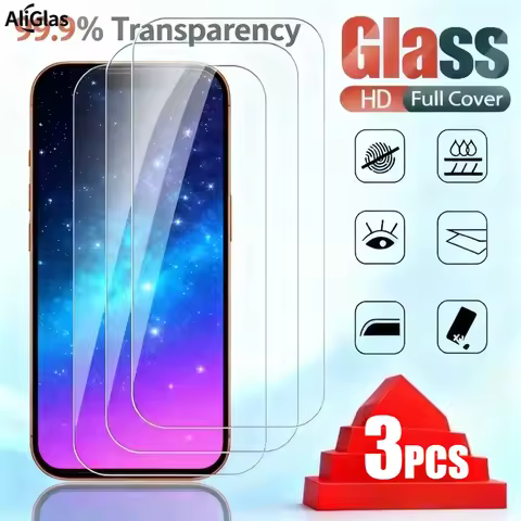 3Pcs Ultra Clear Screen Protector for iPhone 17 16 15 14 13 Pro Max Air 16e 15 Plus 12 11 Pro XS XR 