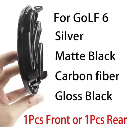 For Golf 6 MK6 5K0853601C 5K0 853 630 Glossy Black 135mm Car Front Grille Badge and 110mm Rear Trunk