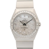 【二手】歐米茄OMEGA系列腕錶，鑲鑽錶圈/12顆鑽石，型號123.15.24.60.55.005，白色珍珠貝母錶殼，不鏽鋼錶殼，鑲鑽錶圈/12顆鑽石