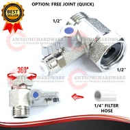 1/2" 6MM STAINLESS STEEL WATER FILTER RO VALVE STOPCOCK COWAY CUCKOO FEED WAY FILTER INLET COWAY ADA