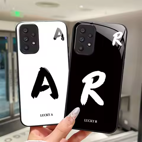 For Samsung Galaxy A52 A52s A72 5G Case Lucky Letters Cover Tempered Glass Soft TPU Phone Case For S