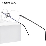 FONEX แว่นตาไทเทเนียมบริสุทธิ์ FONEX สำหรับใหม่ผู้ชายกรอบแว่นตาไร้กรอบไร้ขอบสไตล์เกาหลีน้ำหนักเบามาก8557แว่นสายตา