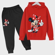 Disney 2024 Kids Sportswear Boys Girls Mickey Mouse Costume Set Baby Boys Girls Fashion Anime set Cartoon hoodie Sweater + Pants