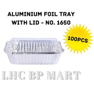 [LHC] 1650 ALUMINIUM FOIL TRAY WITH LID 100PCS / ALUMINIUM RECTANGULAR FOIL TRAY / BEKAS ALUMINIUM