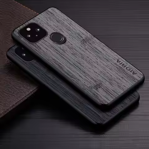 Case for Google Pixel 4 4A 5 5A XL 5G Funda Bamboo Wood Pattern Leather Phone Cover Luxury Coque for
