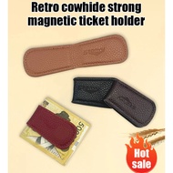 Vintage Lottery Holder Head Cowhide Magnetic Wallet Traditional leather craftsmanship Loss preventio