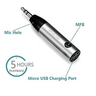 Đầu Thu Bluetooth Mencom Bộ Thu Bluetooth Mini Không Dây 3.5Mm Cho Xe Hơi Rảnh Tay Giắc Cắm AUX Có Mic Cho Loa Tai Nghe Color: Silver