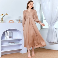 GDTIMA Arumi Long Dress Korean Style Gamis Casual Lengan Karet Balon Polos