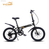 ▫☒【Ready stock】Folding Bike 20 inch 7 speed disc brake portable light cycling Adult Kids Students bicicleta road bicycle