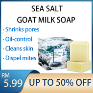 Sea Salt Soap Goat Milk Handmade Soap sabun cuci muka Shrink Pores Whitening Blackhead Removal Face Wash Treatment Pores Acne 海盐除螨手工皂
