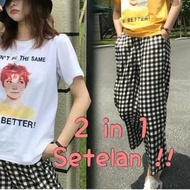 ♥ DAMAI FASHION - baju SETELAN wanita BE BETTER celana kotak -