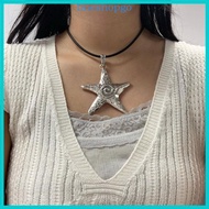 Fine Metal Exaggerate Personality Big-Pentagram Star Pendant Necklace for Women