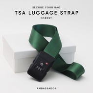 AMBASSADOR [แบบใหม่!!] สายรัด กระเป๋าเดินทาง สกรีนชื่อได้ สายรัดกระเป๋า หัว TSA LOCK luggage strap