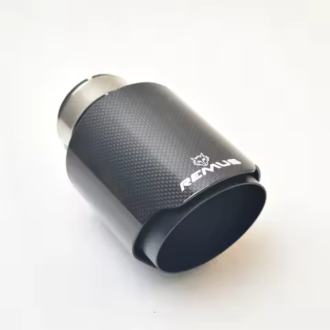 RE 2.5" 3inch 4.5inch tip carbon fiber tail throat stainless steel muffler with glossy black finish,