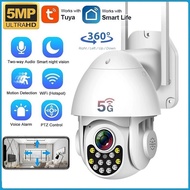 Tuya/Smart Life 5MP PTZ Camera Outdoor Waterproof 5G/2.4GHZ WiFi IP Camera Auto Tracking 6X Digital
