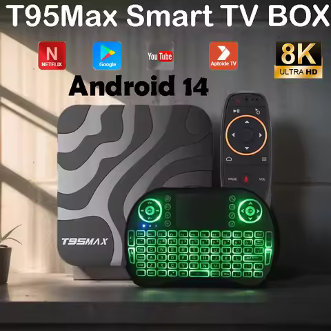 T95Max Android14 8K HDR10+ Smart TV Box 128G Allwinner H618 Dual Wifi BT5.4 Set Top Box Media Player