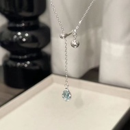 A Drop of Tears Blue Water Drop Necklace Non-Fade Light Luxury Niche Temperament High-End Clavicle C