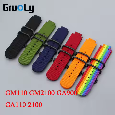 Modified Nylon Canvas Watch Strap For Casio G-SHOCK GM-110 GM-2100 GA-900 16mm Men Wrist Band for GA