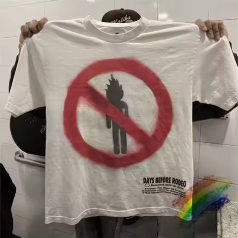 DAYS BEFORE RODEO Cactus Jack T Shirt Men Women Short Sleeved Washed White Tops Tee T-shirt