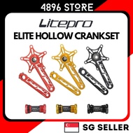 Litepro Folding Bicycle Elite Hollow Integrated Crank Crankset 130BCD Single Chainring Aluminum Alloy Chainwheel Ceramic