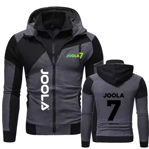 JOOLA men's double-layer zipper hoodie for autumn and winter, sporty and casual, loose and trendy, s